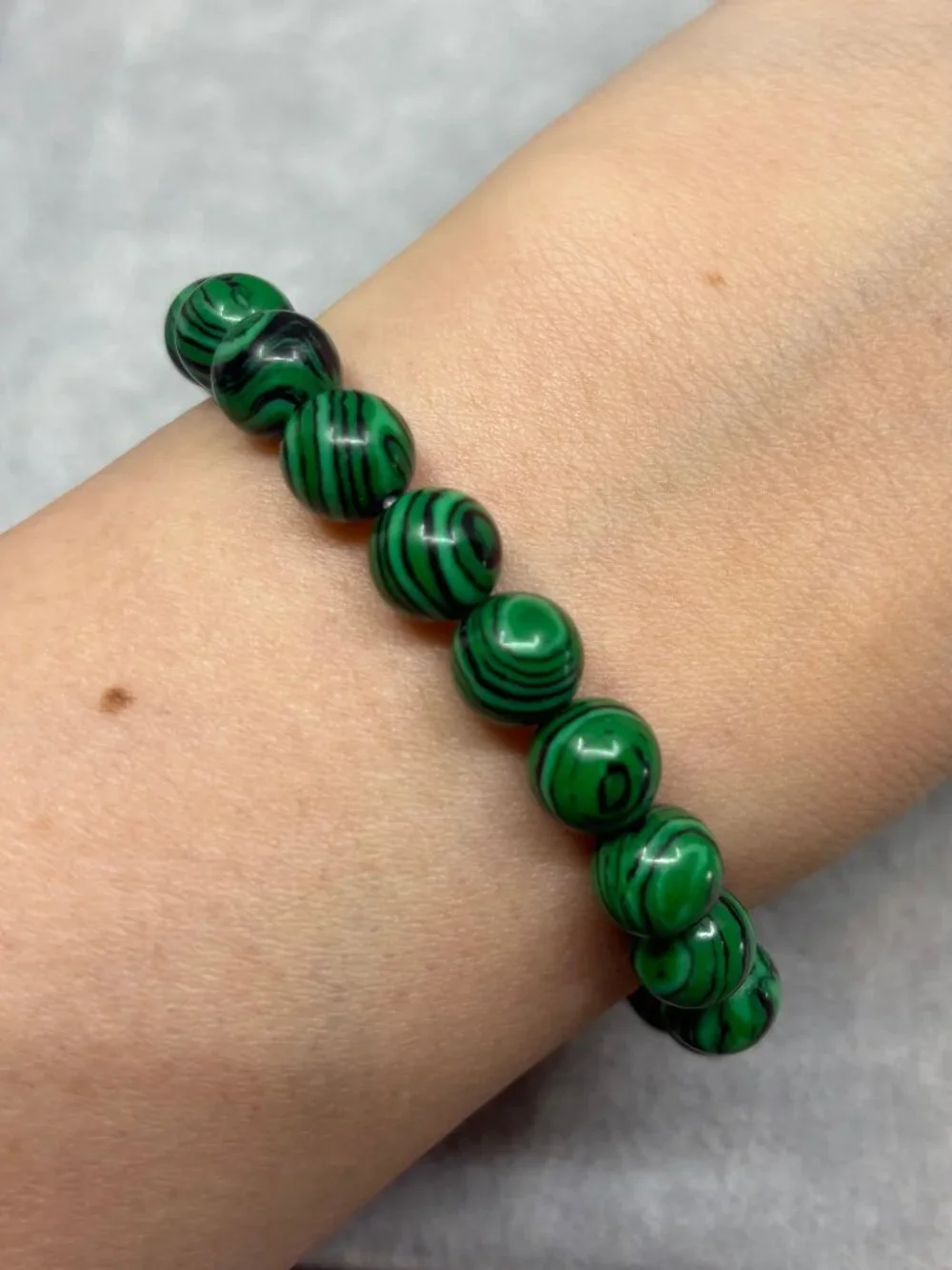 8mm Natural Green Malachite Bead Bracelet Genuine Crystal Gemstone Custom Size